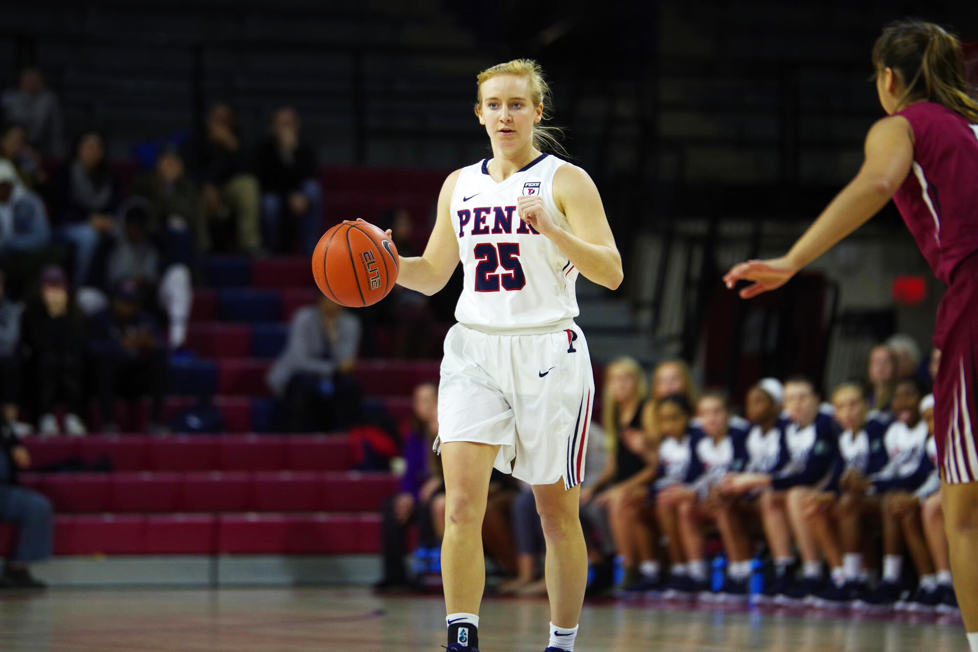 Ashley Russell dribbles down the court.