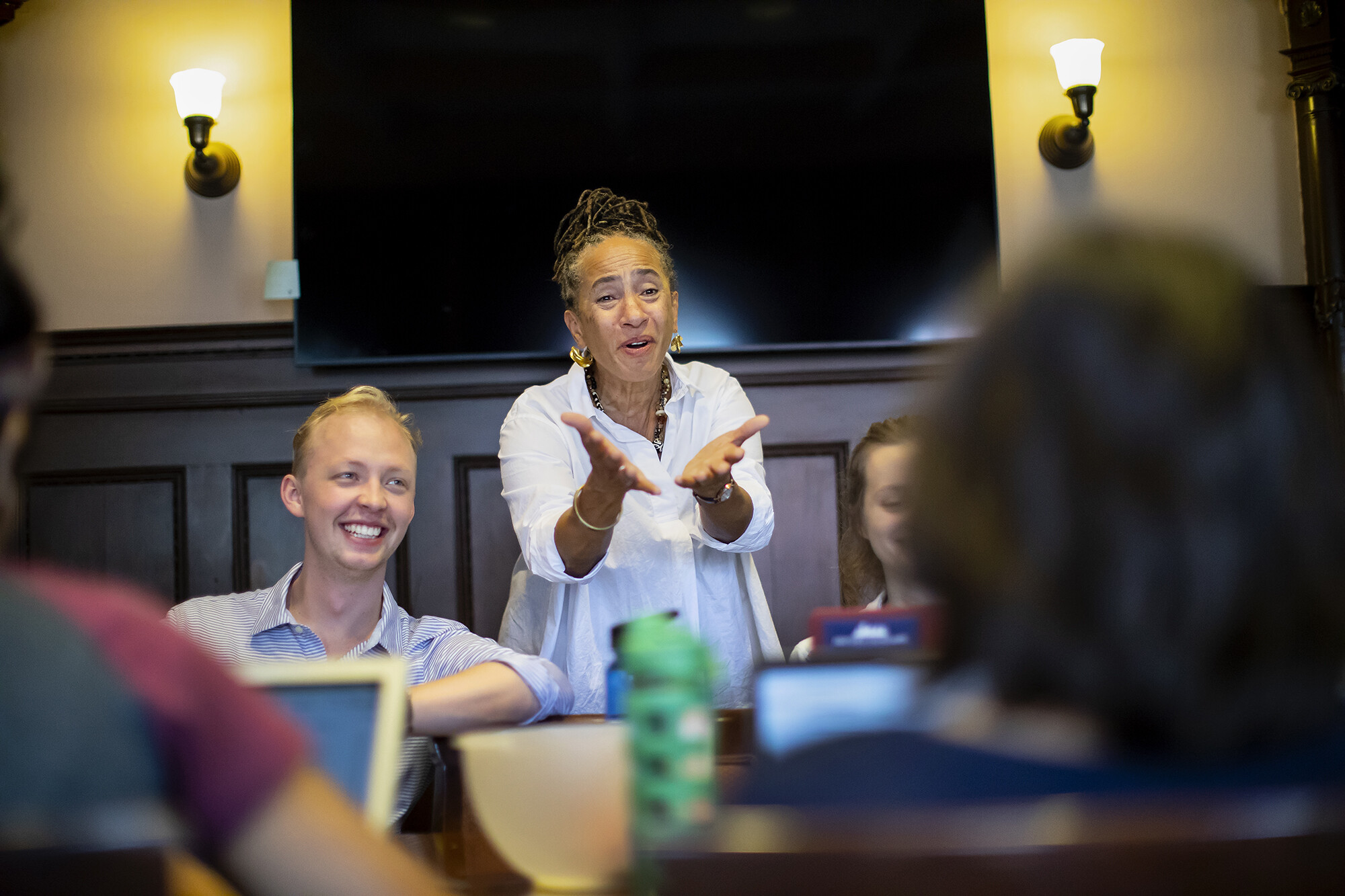 Lorene Cary engaging with students in the safekids class