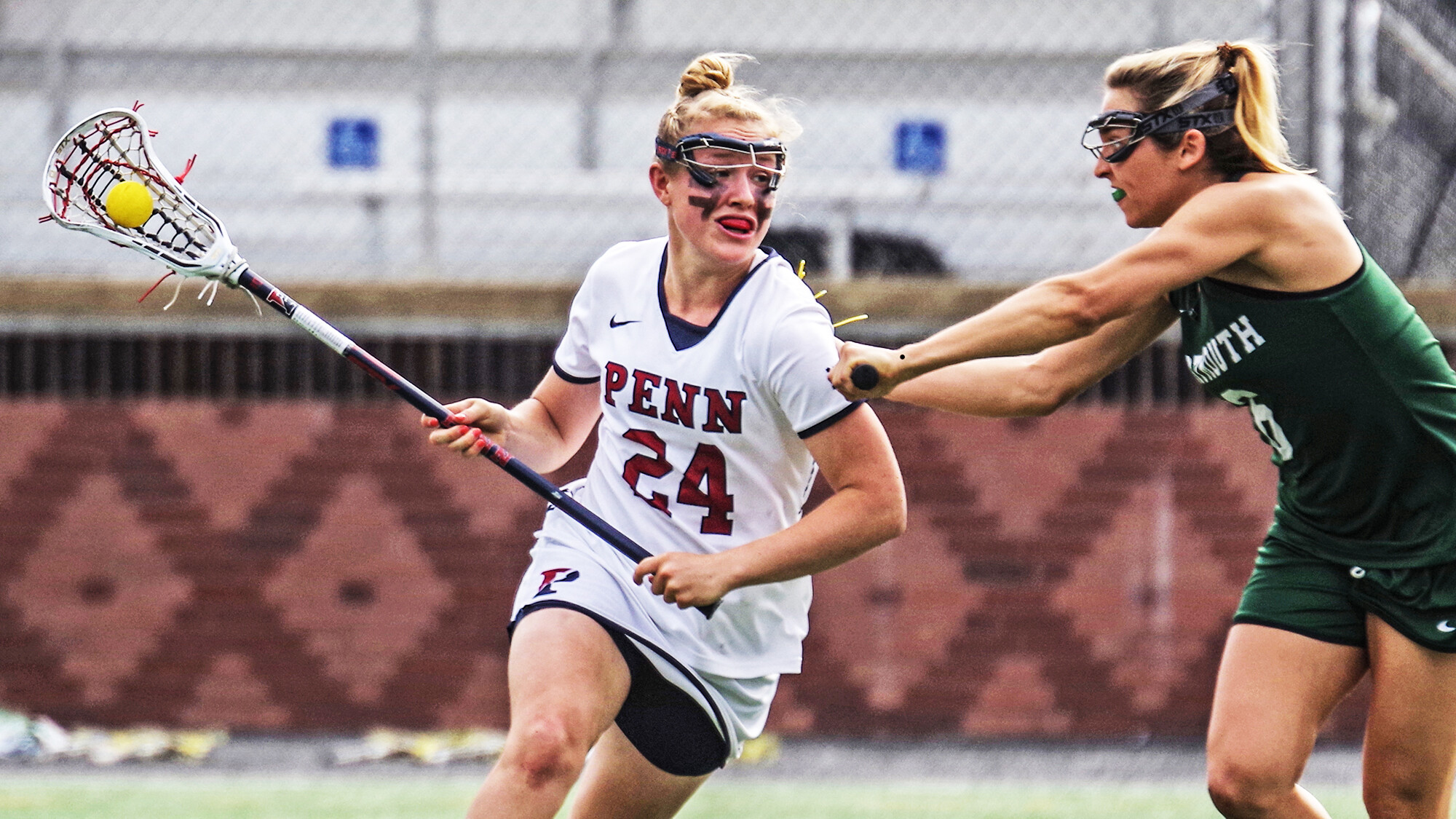 Gabby Rosenzweig pushes the ball up the field against Dartmouth.