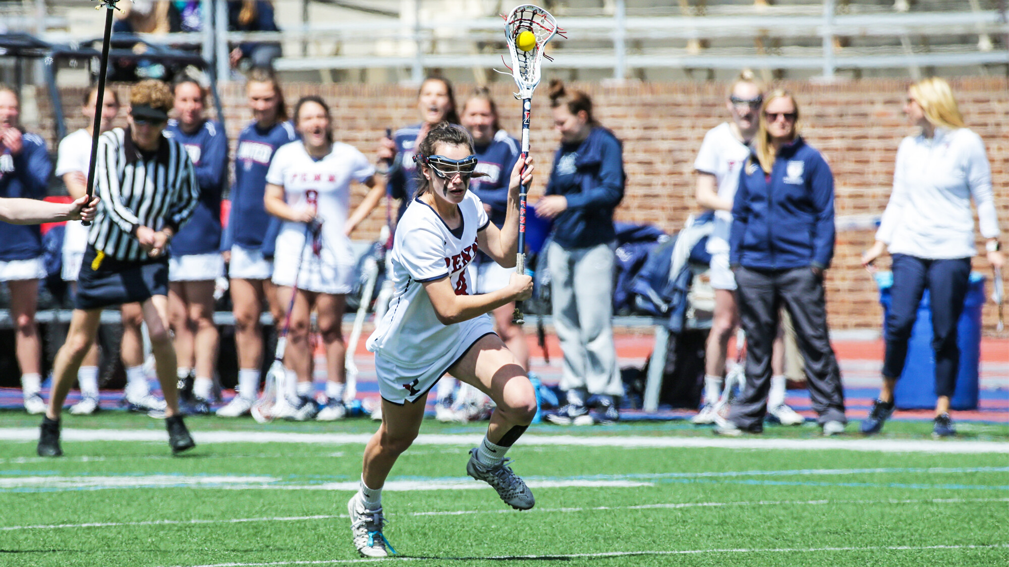 Zoe Belodeau pushed the ball up the field.