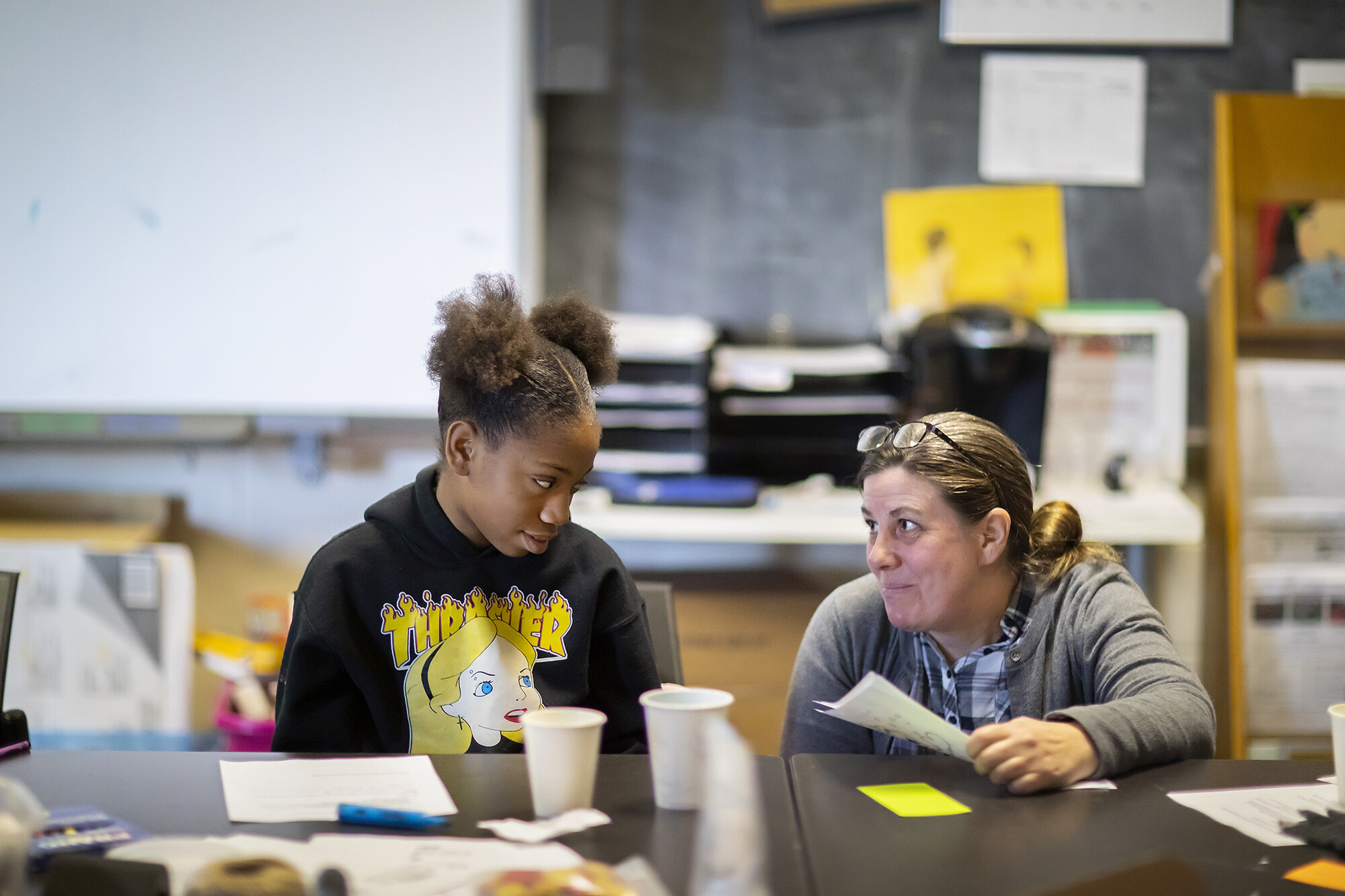 Karen Detleftsen helping a student