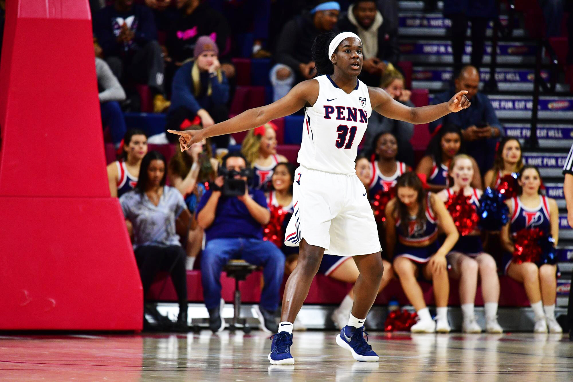 Eleah Parker plays defense at the Palestra.