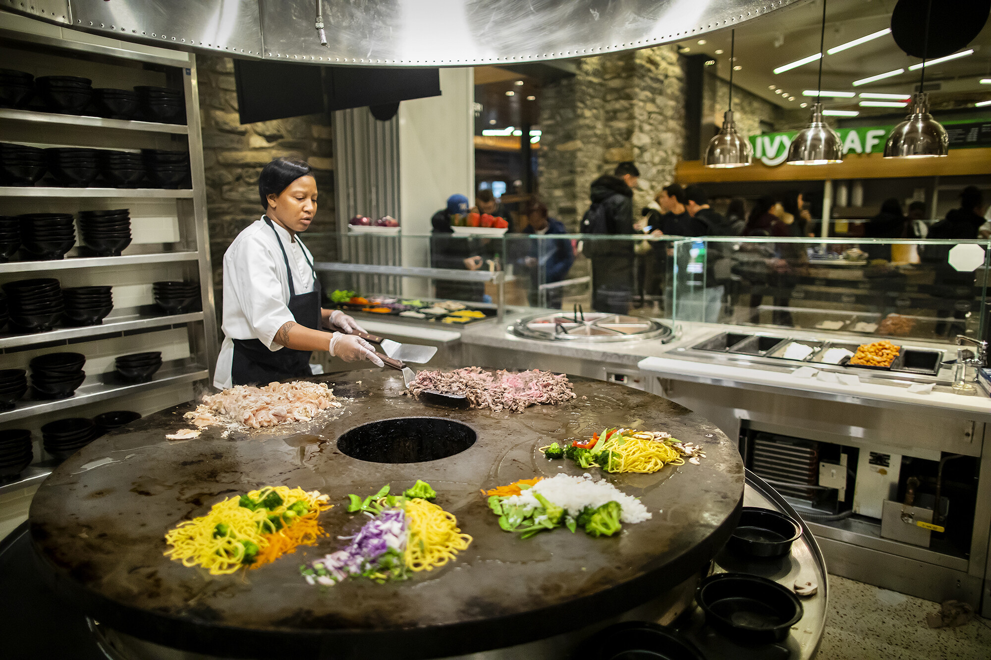 grilling vegetables at penn dining houston hall