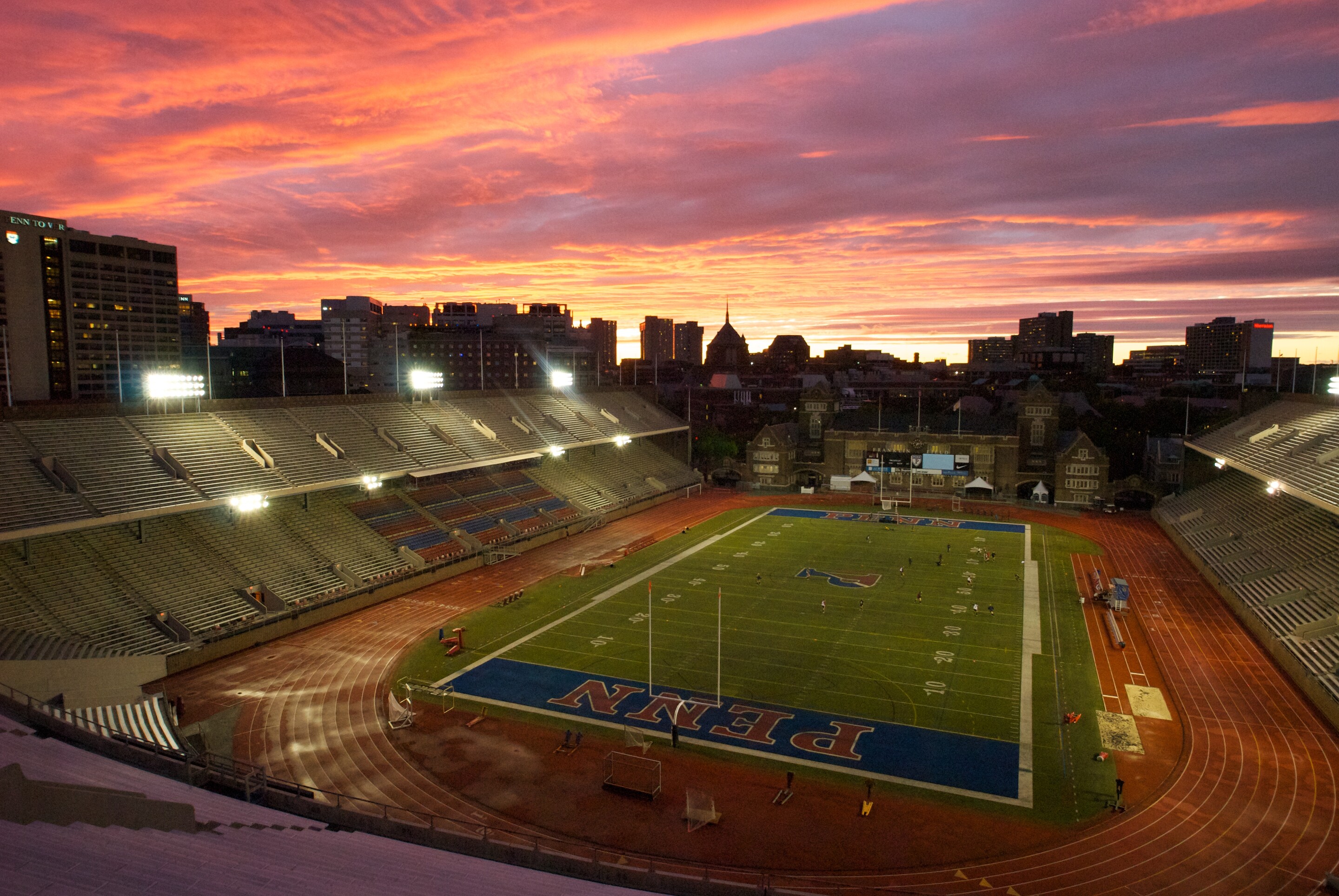 franklin field at sunset