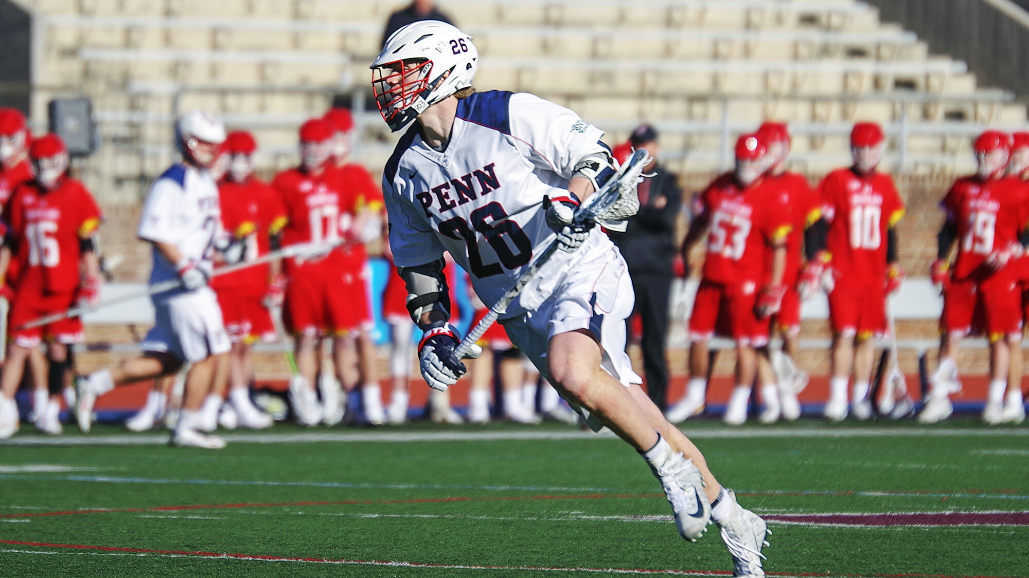 Freshman midfielder Sam Handley moves about on the field.