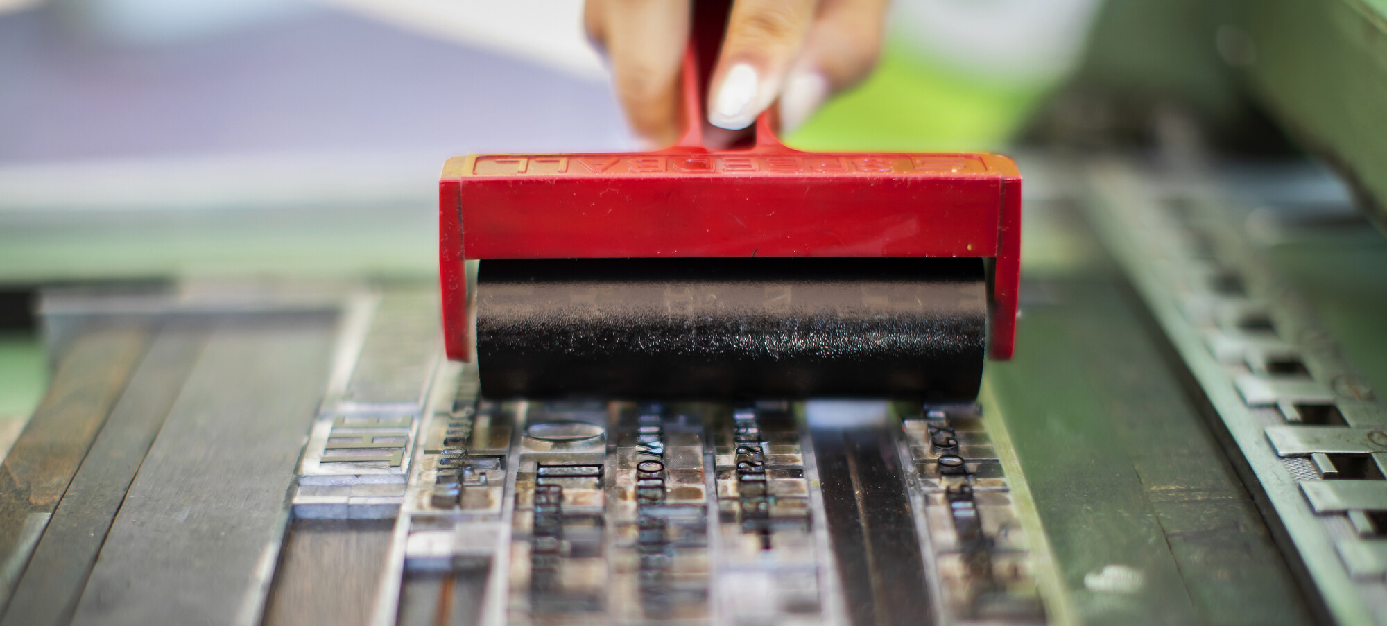 ink roller on the walt whitman press