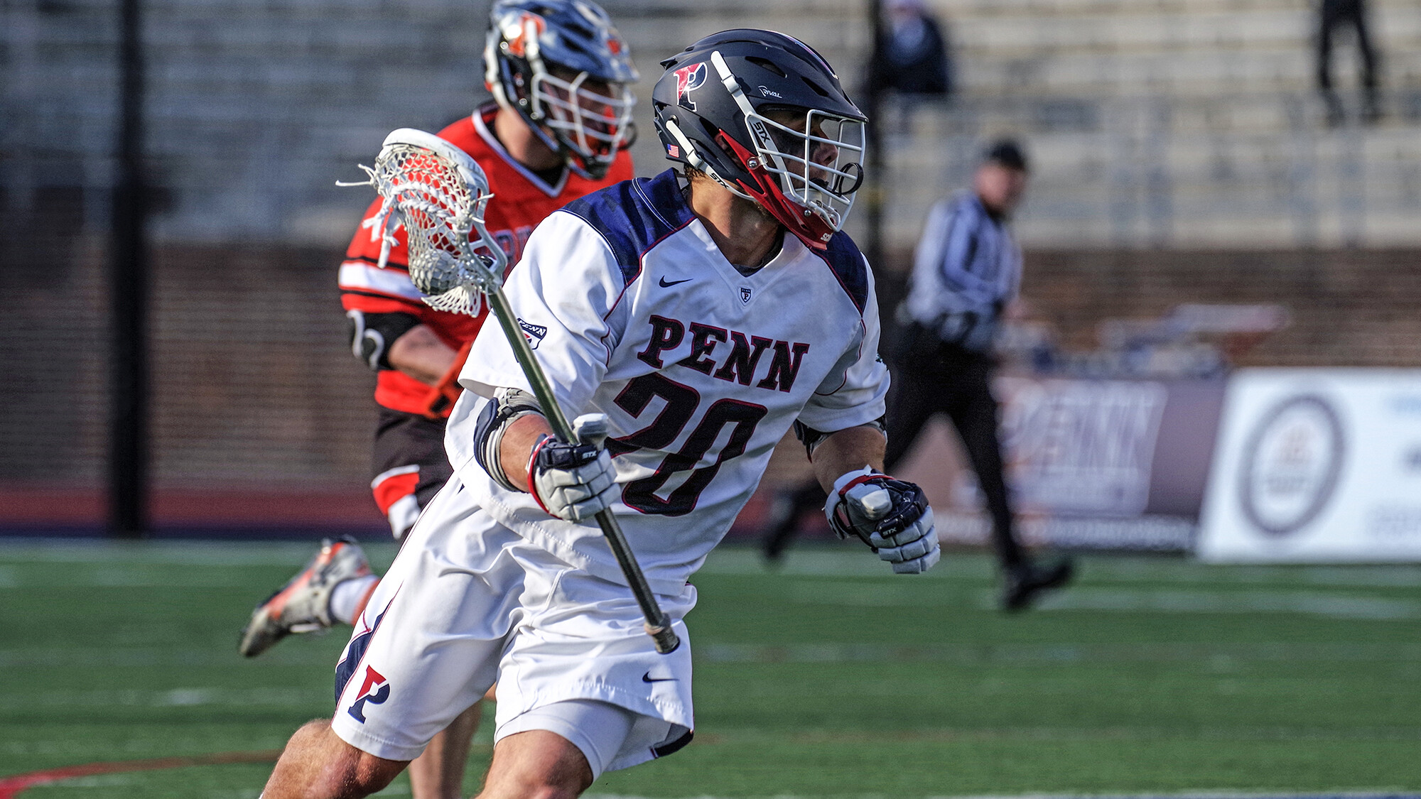 Adam Goldner makes a move with the ball against the Princeton Tigers.