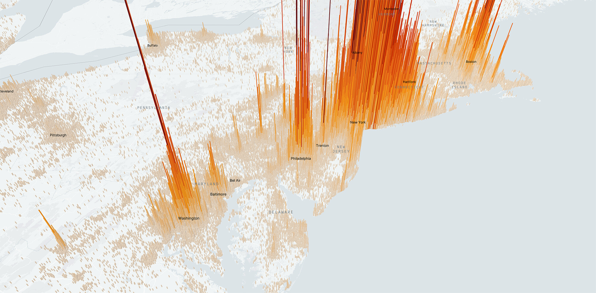 Map of Philadelphia COVID data indicating spikes, or hot spots.