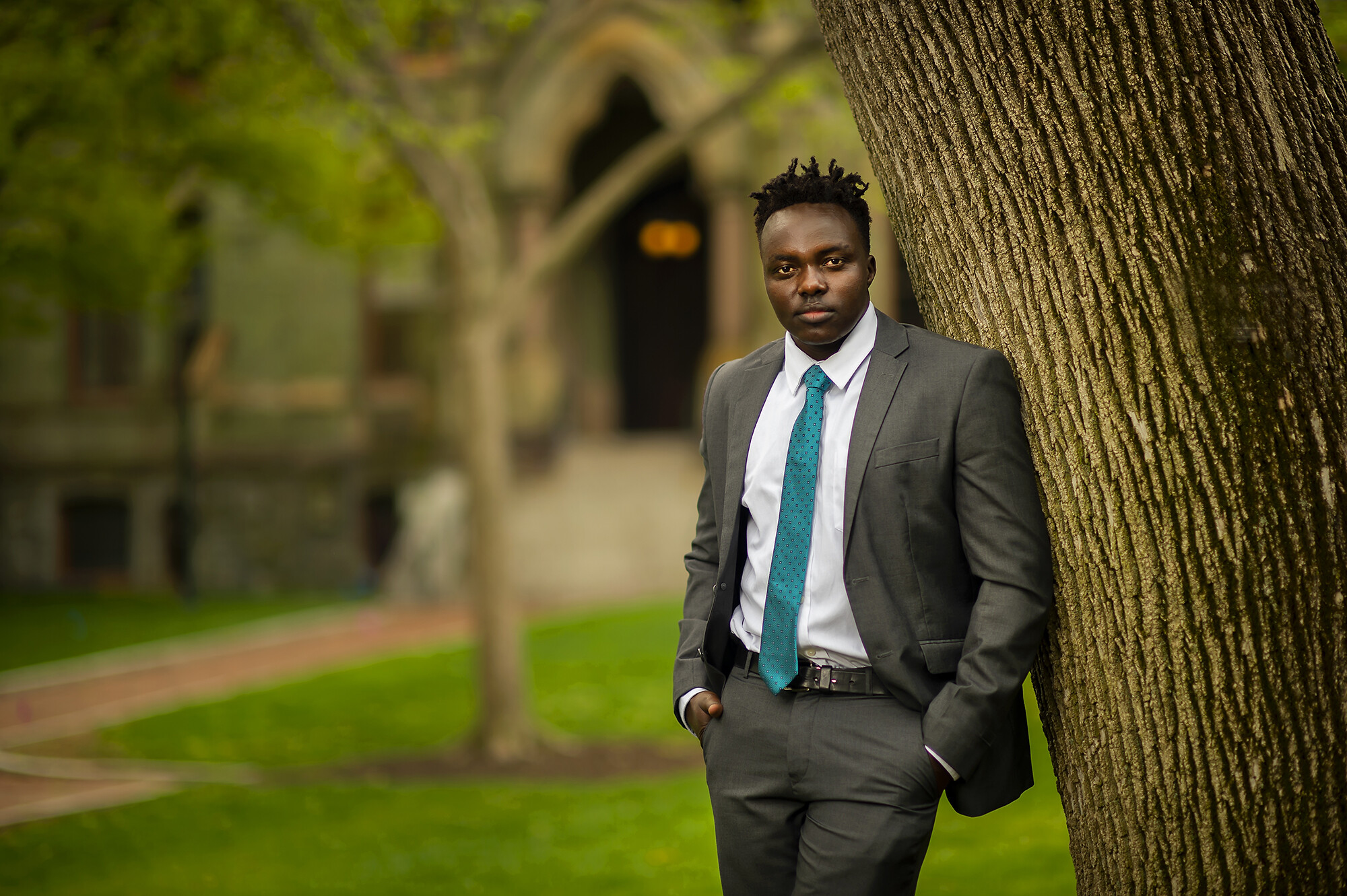 a portrait of Martin Leet outside of college hall