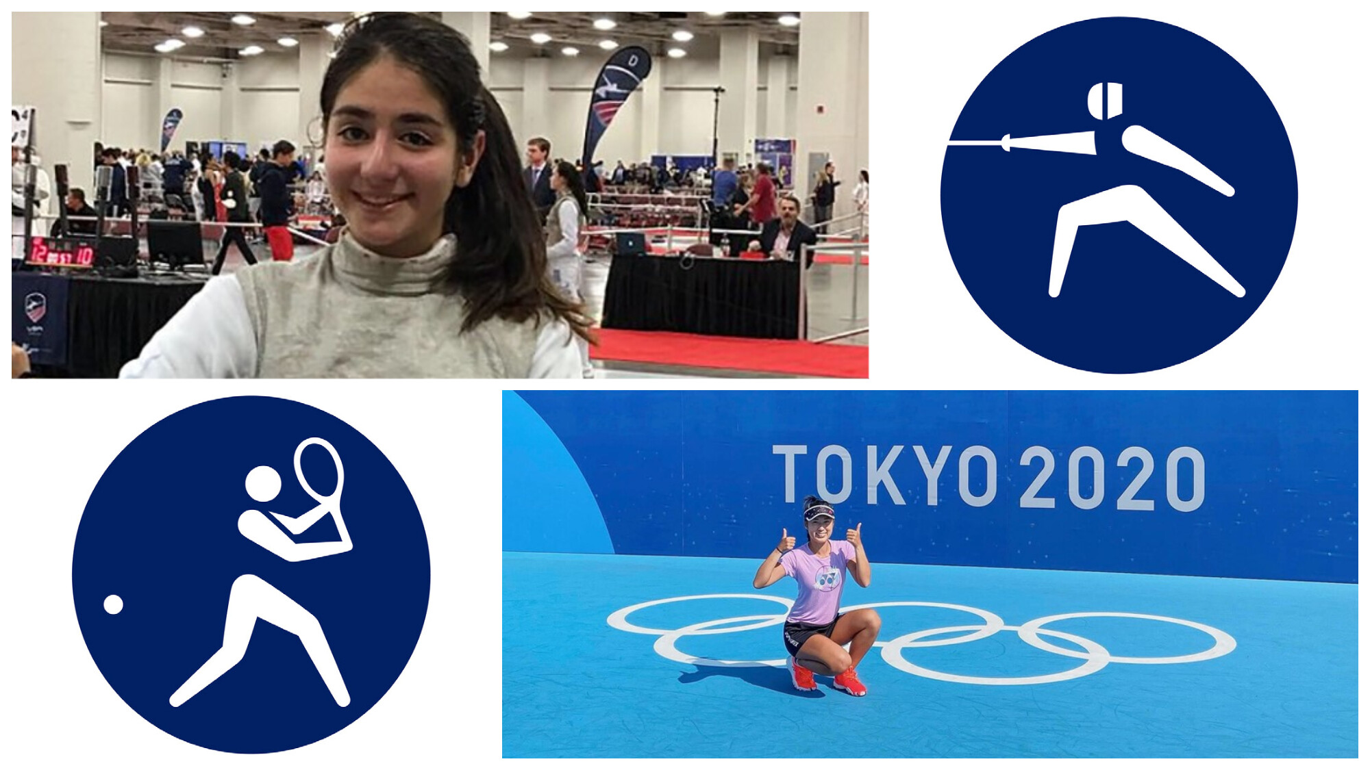 Incoming freshman Katina Proestakis (top) and former tennis star Chieh-Yu (Connie) Hsu are representing Chile and Taiwan/Chinese Taipei, respectively, in the Tokyo Olympics.