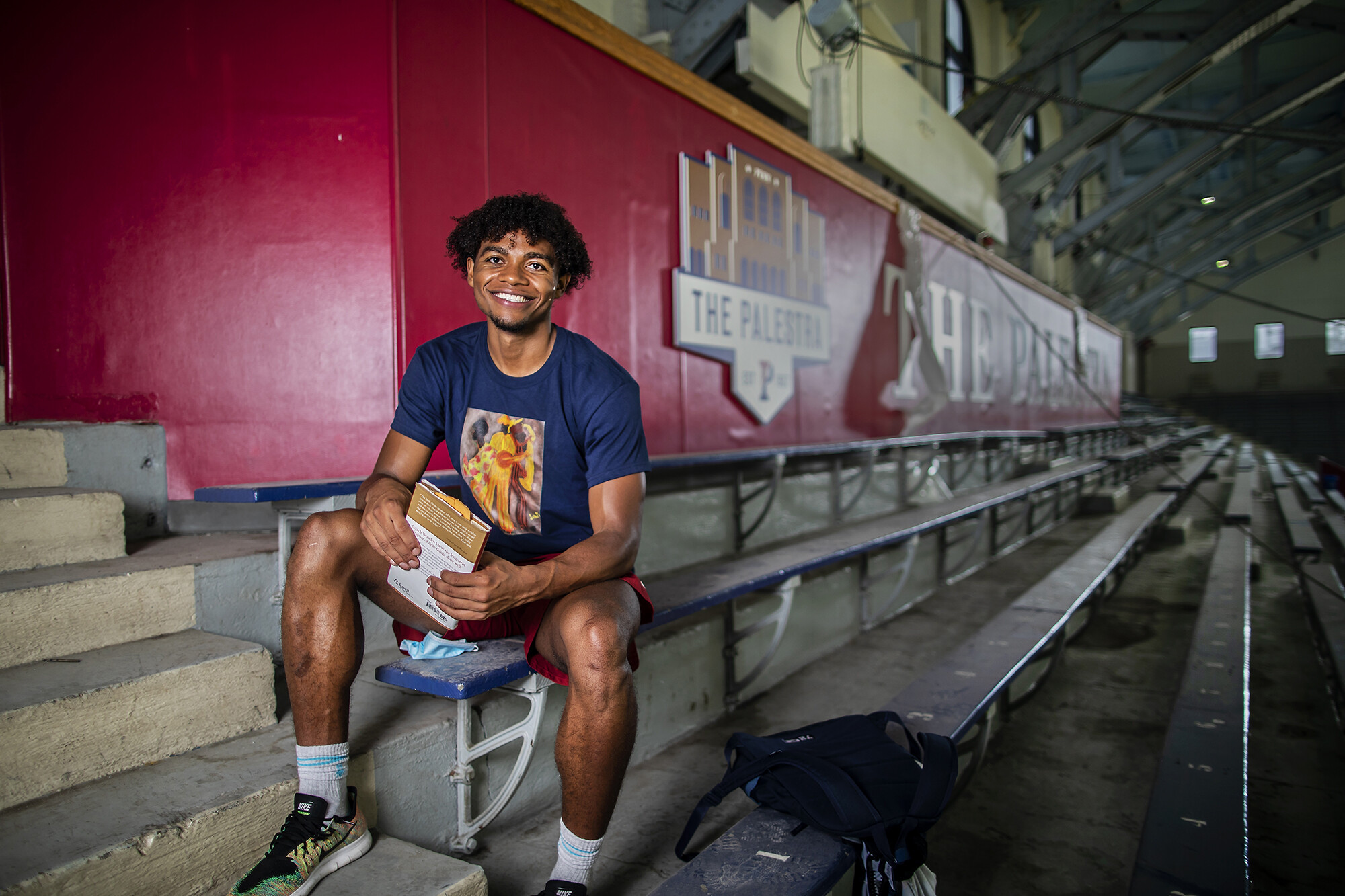 lucas monroe sitting at the palestra