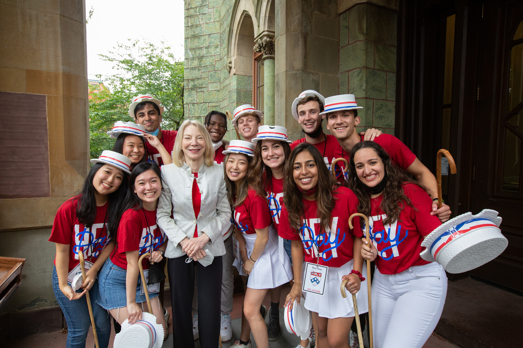 penn president amy gutmann at collage hall steps