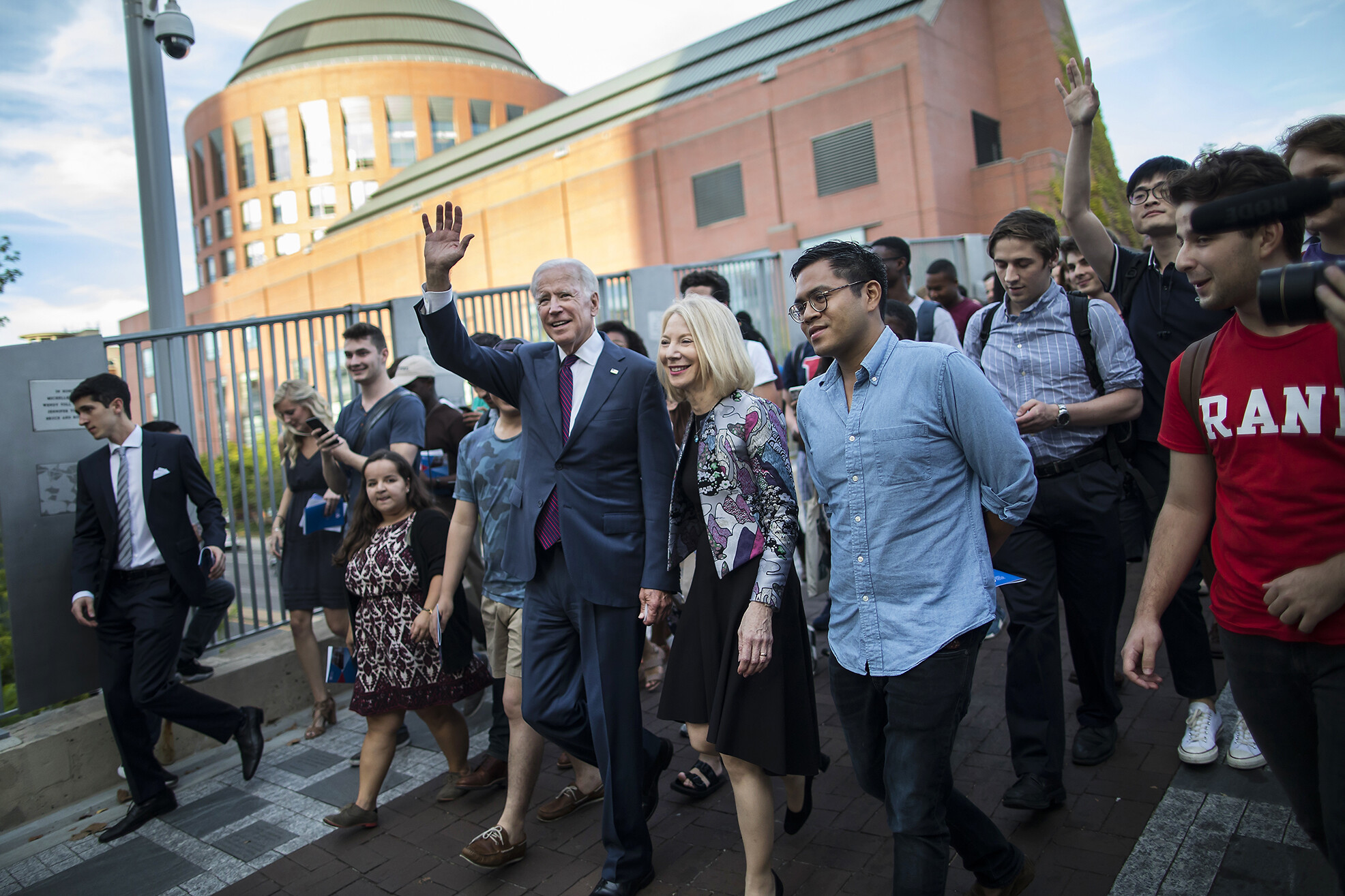 penn president amy gutmann with president joe biden on locust walk
