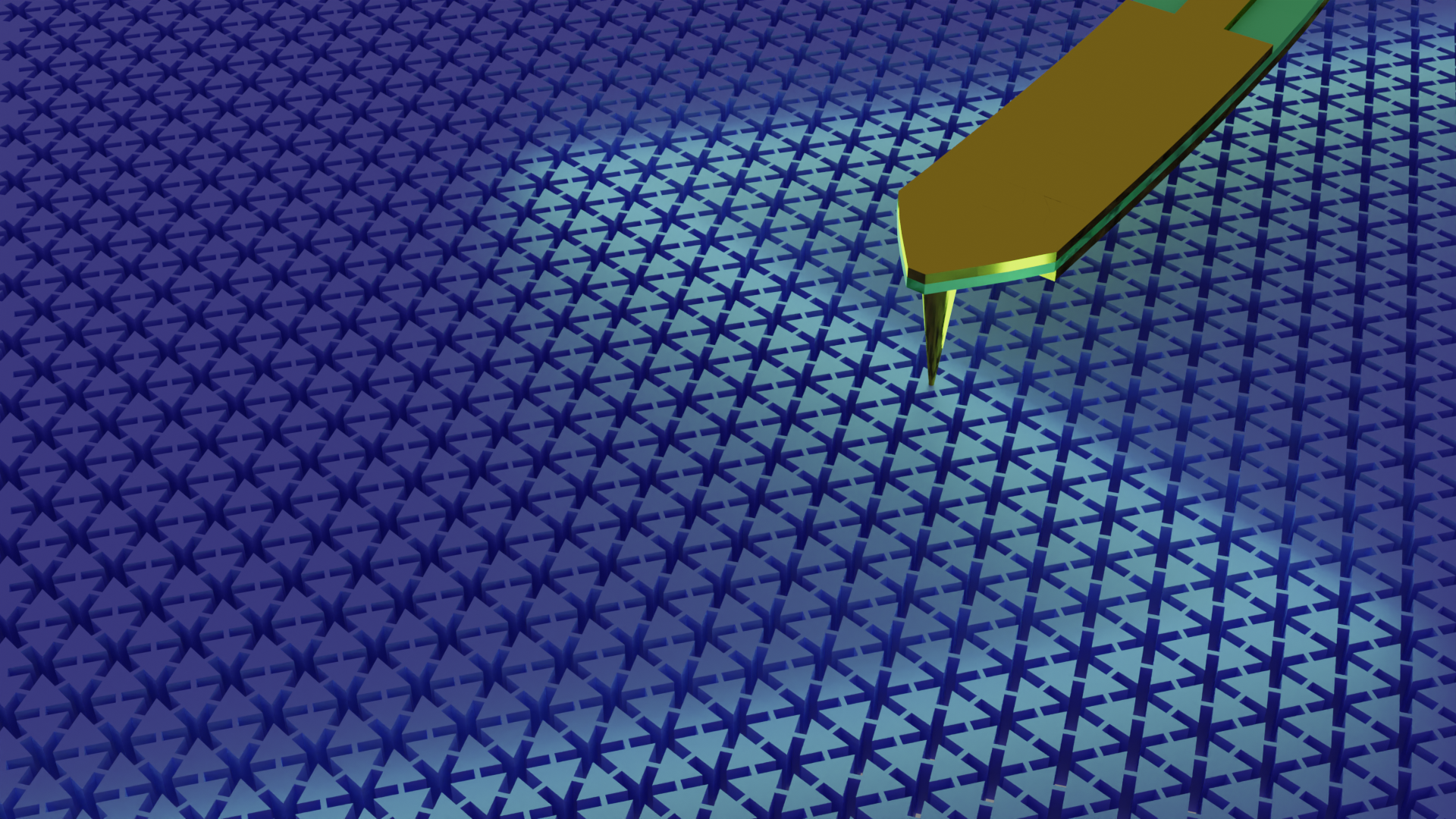a close up of a needle etching stars into a blue membrane with a Z down the middle
