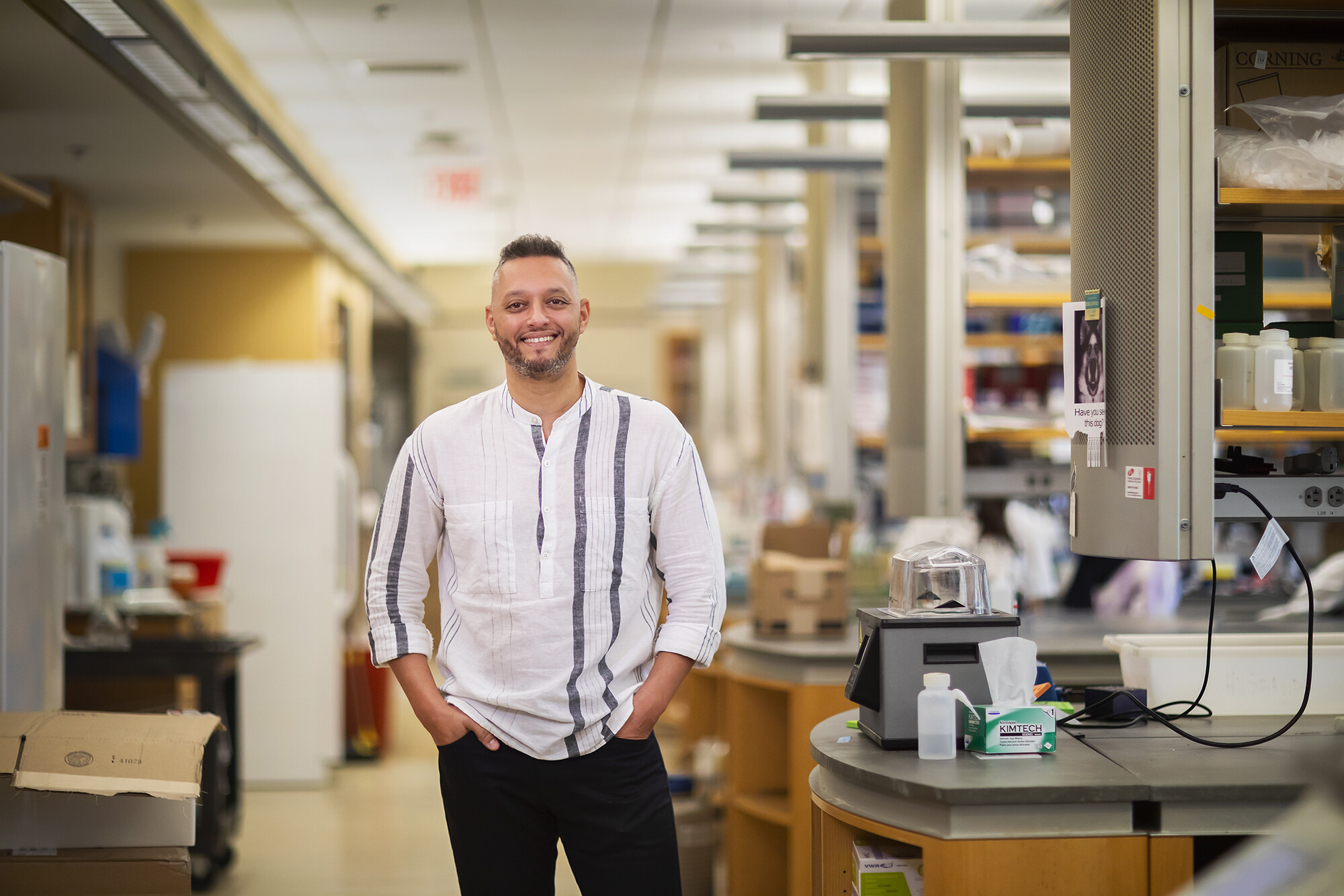 Biologist Aman Husbands in his lab
