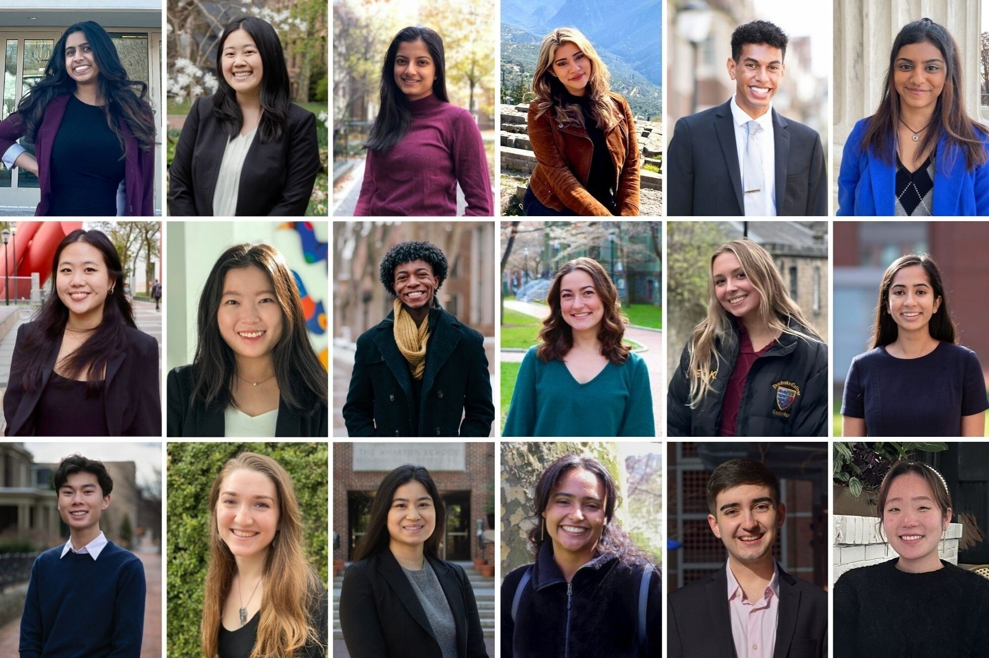 18 headshots of students