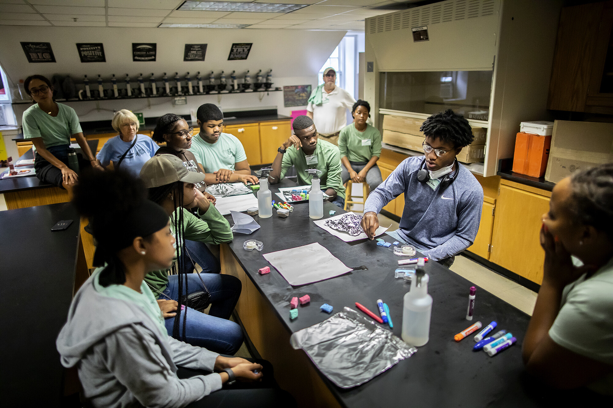 A group of students in a classroom at Cobbs Creek.
