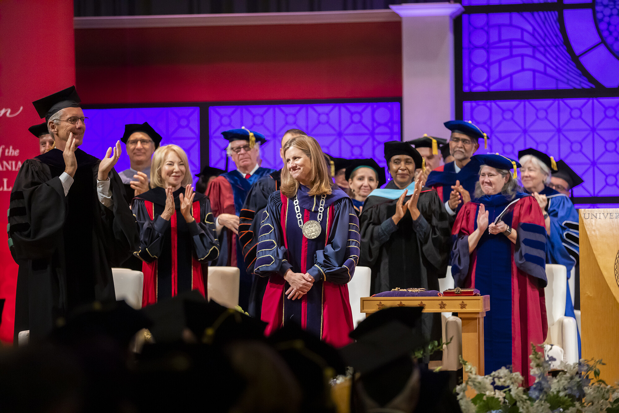 president magill after inauguration ceremony