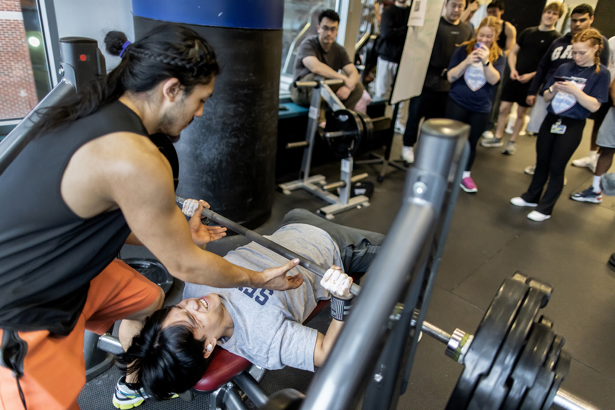 Members lift weights in the second-floor weight room at the Pottruck Center on Friday, Jan. 20.