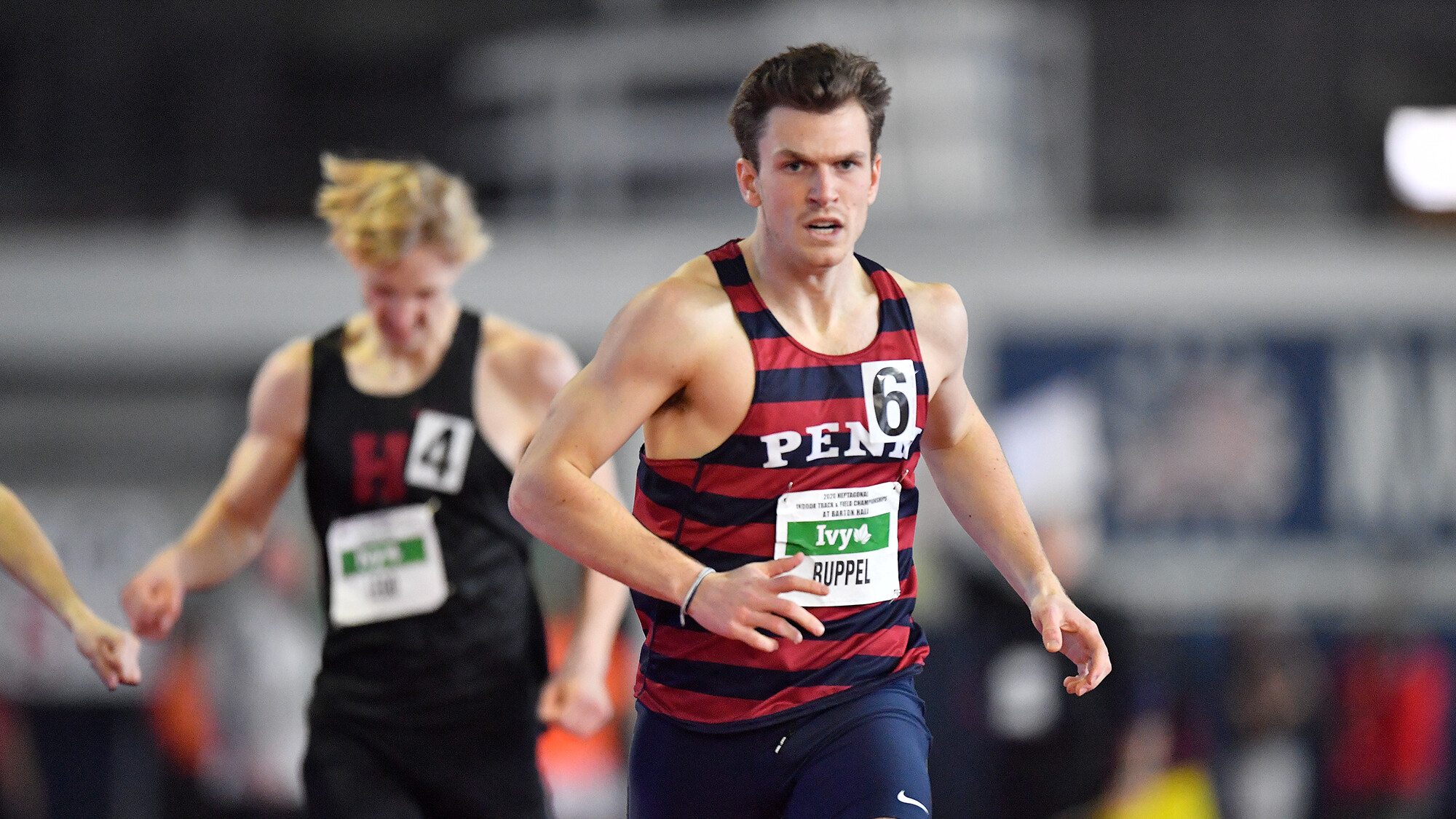 Penn Senior Robby Ruppel begins his leg of the 4x400m race