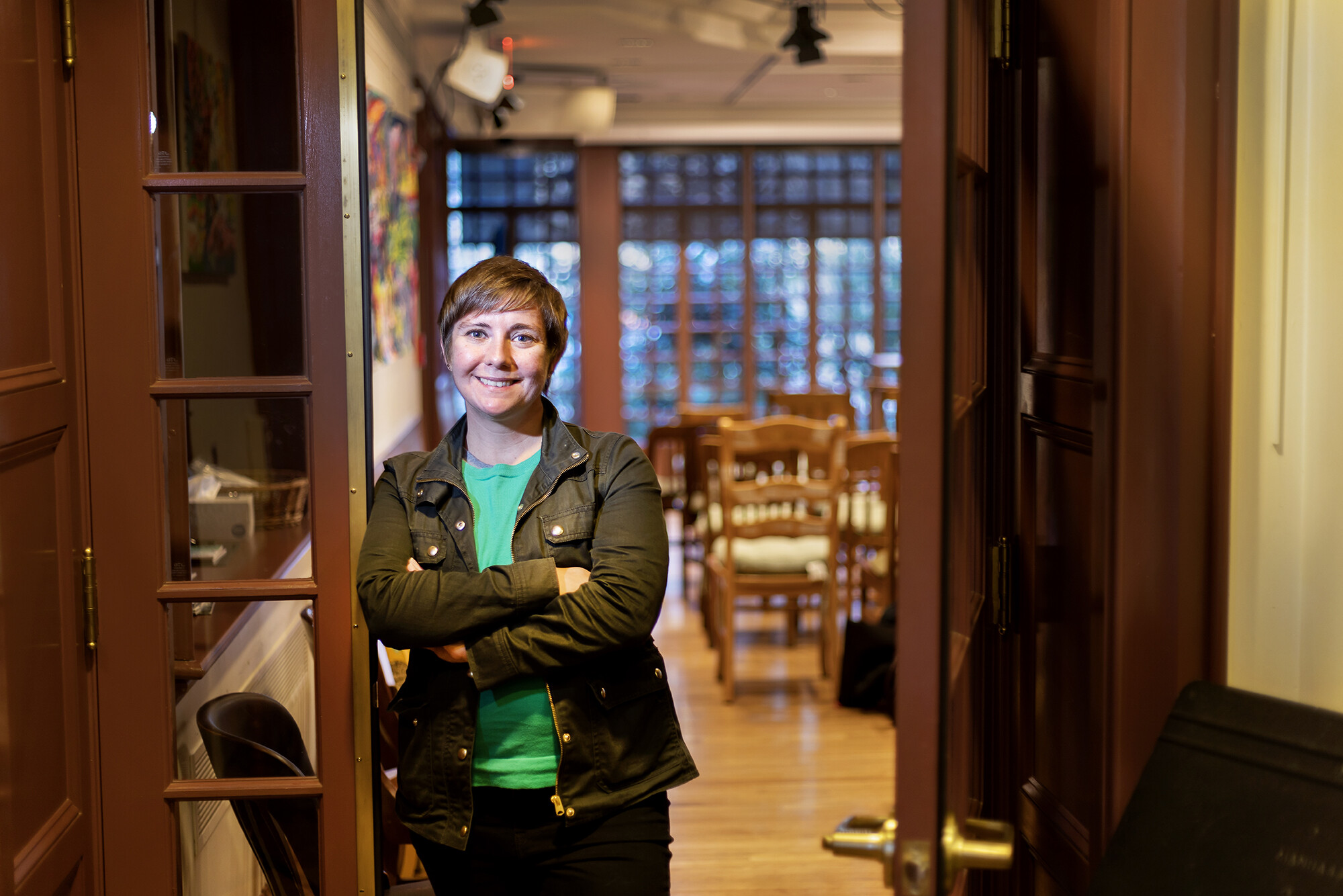 Jamie-Lee Josselyn leaning in a doorway 