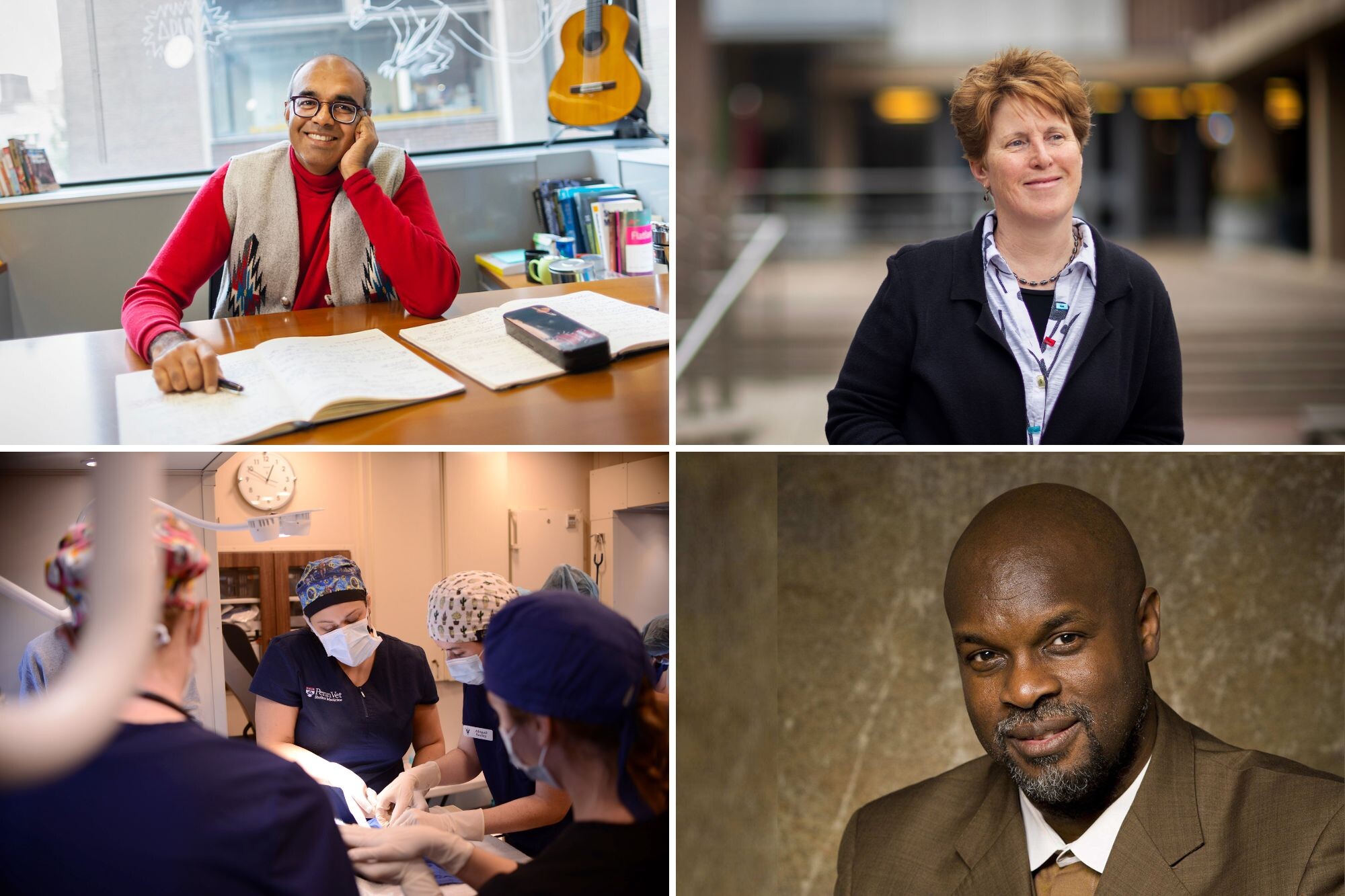 Top row: Vijay Balasubramania and Amy Hillier. Bottom row: Brittany Watson and Tukufu Zuberi
