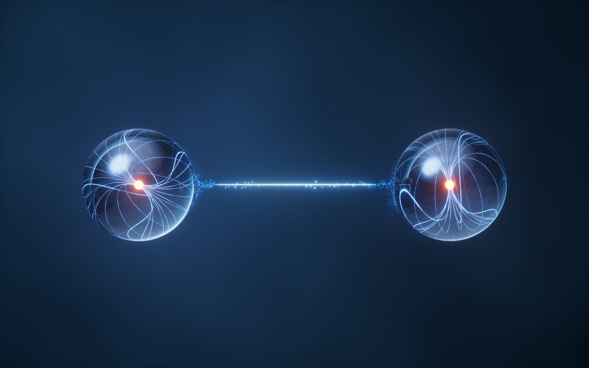  3D rendering of artist's interpretation of quantum entanglement.