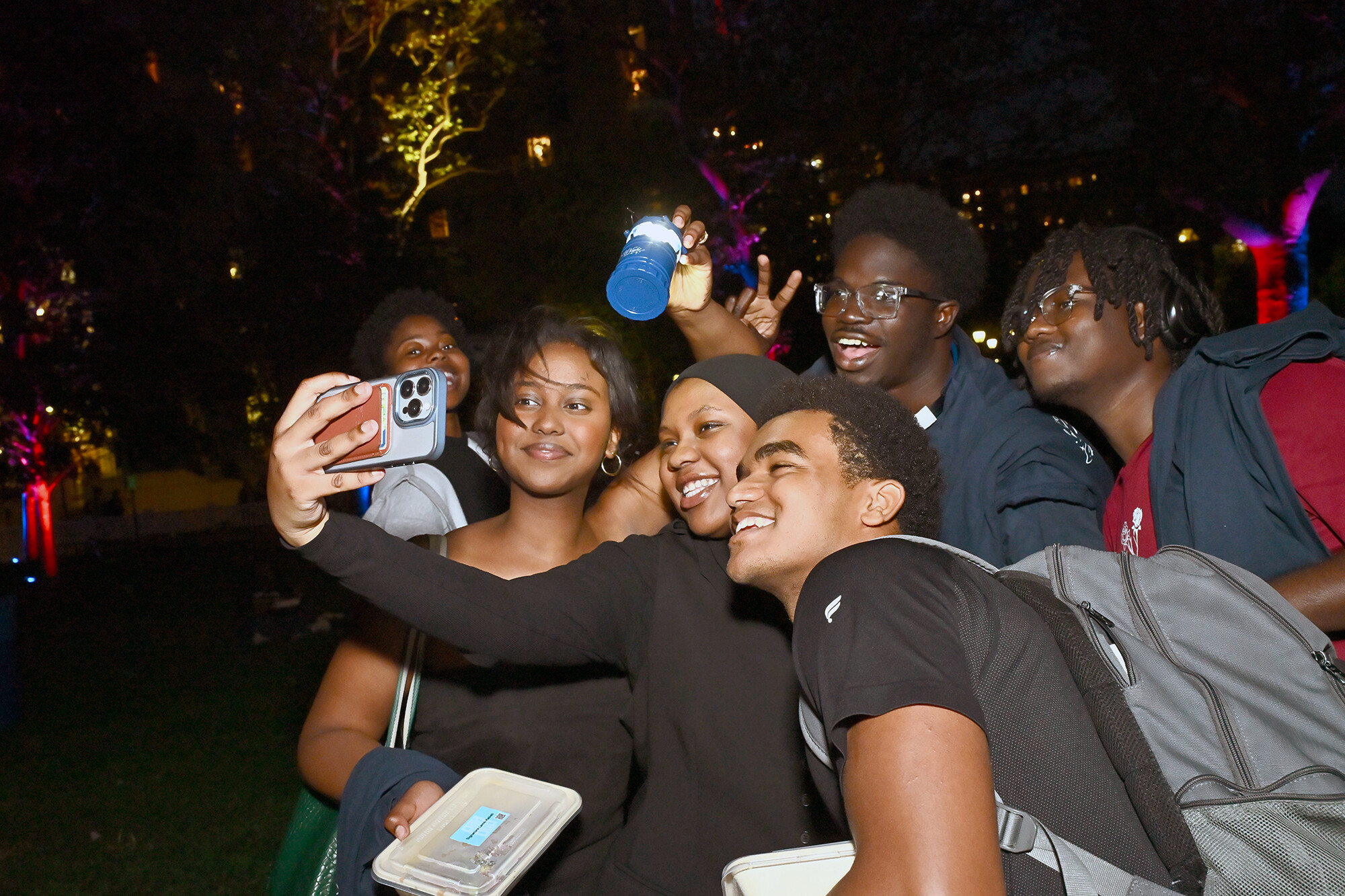Students take a group selfie at Penn’s U-Night.