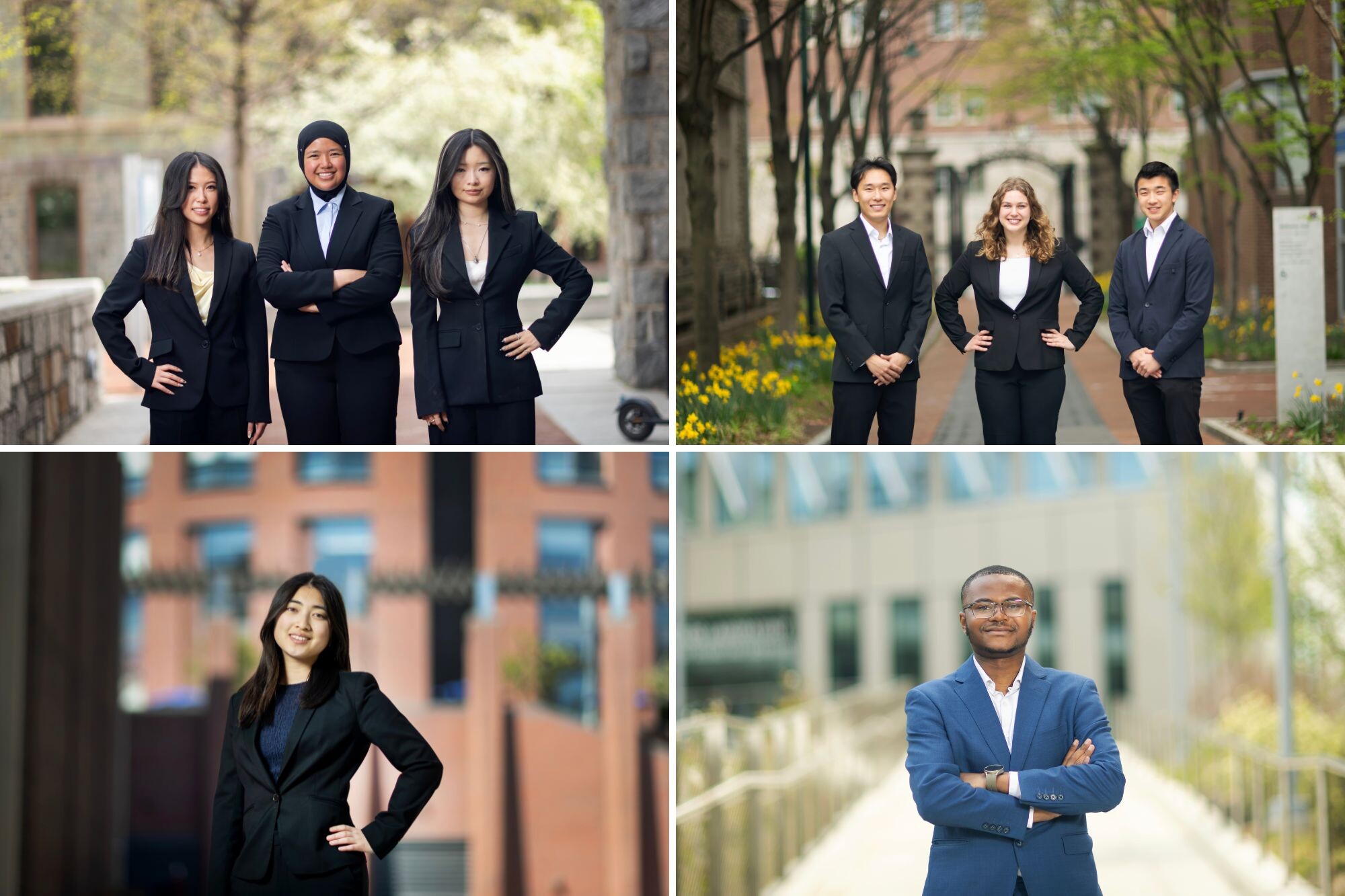 (Top left) Connie Ni, Darlene Leohansson, and Chloe Chang, Darlene Leohansson. (Top right) Justin Wang, Janine Haros, and Eric Lee. (Bottom left) Margaret Zhu; (bottom right) Nhlanhla Mavuso.