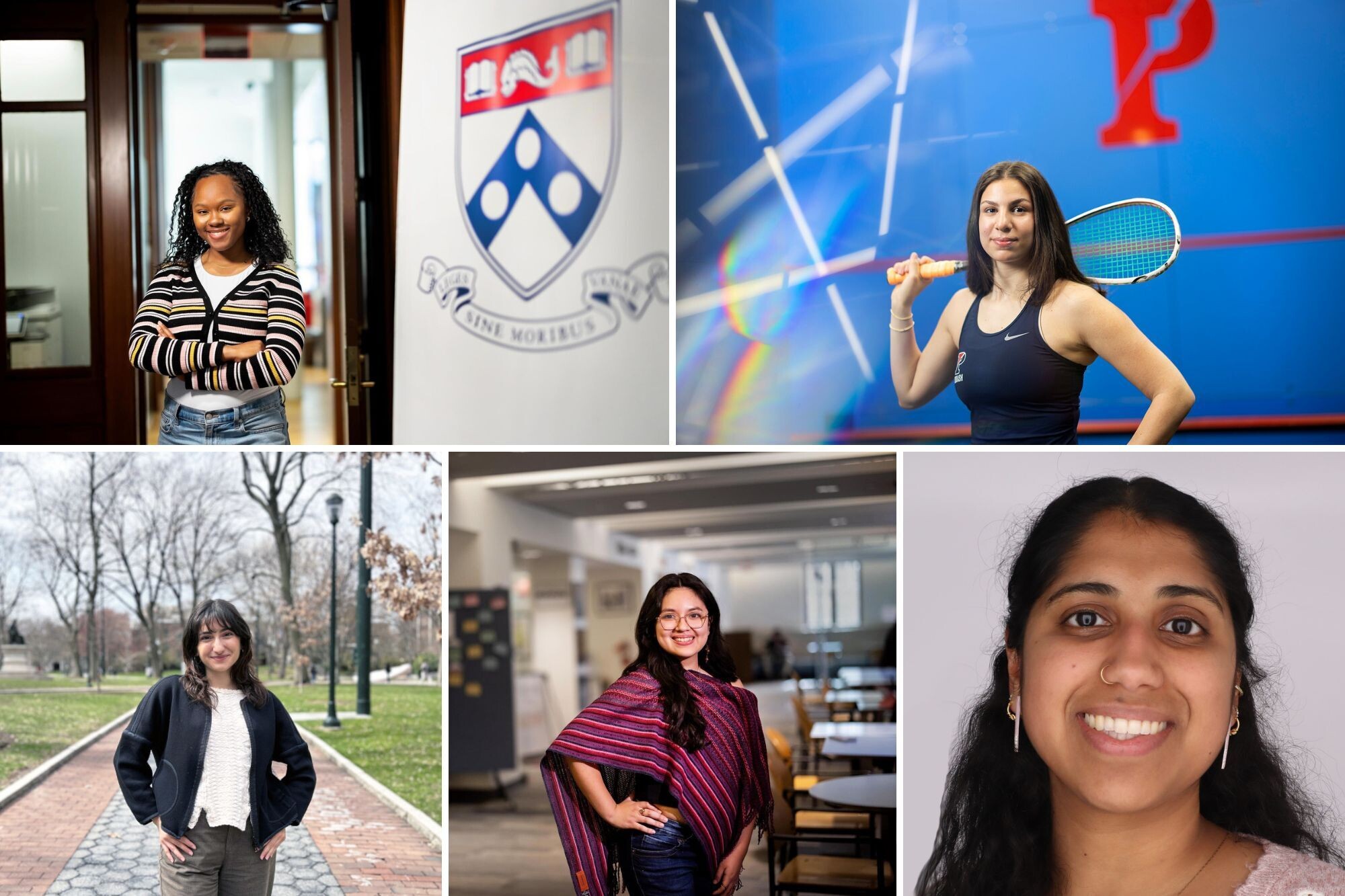 (Top row, from left) Mikhaidia Miller and Jana Dweek. (Bottom row, from left) Harisa Martinos, Melanie Contreras, and Anisha Vanka.