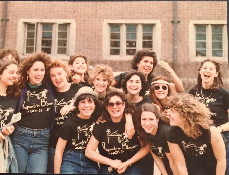 A-group-of-comediennes-pose-after-a-performance-during-spring-fling-circa-1982