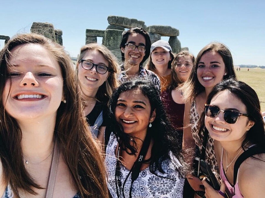 Juliette Palermo (left) at Stonehenge