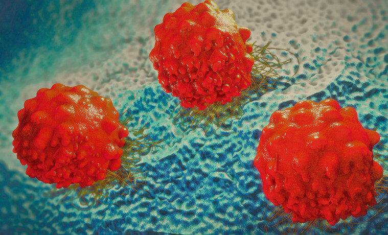 3-d illustration of cancer cells