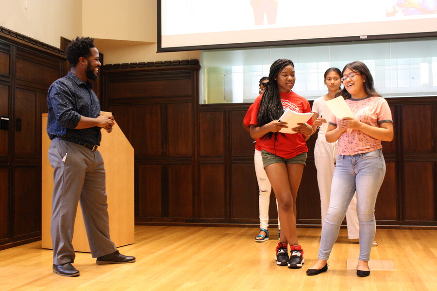 students on stage learning about professional development