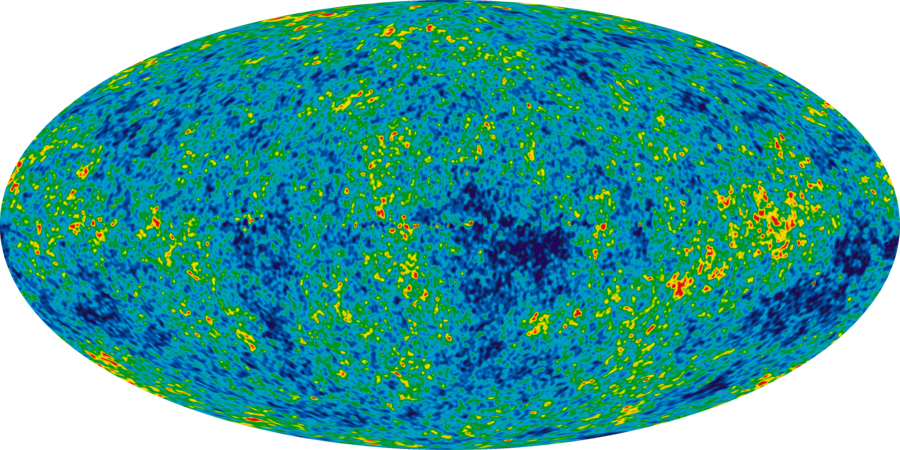a color-coded map of the sky showing differences in temperature in the universe
