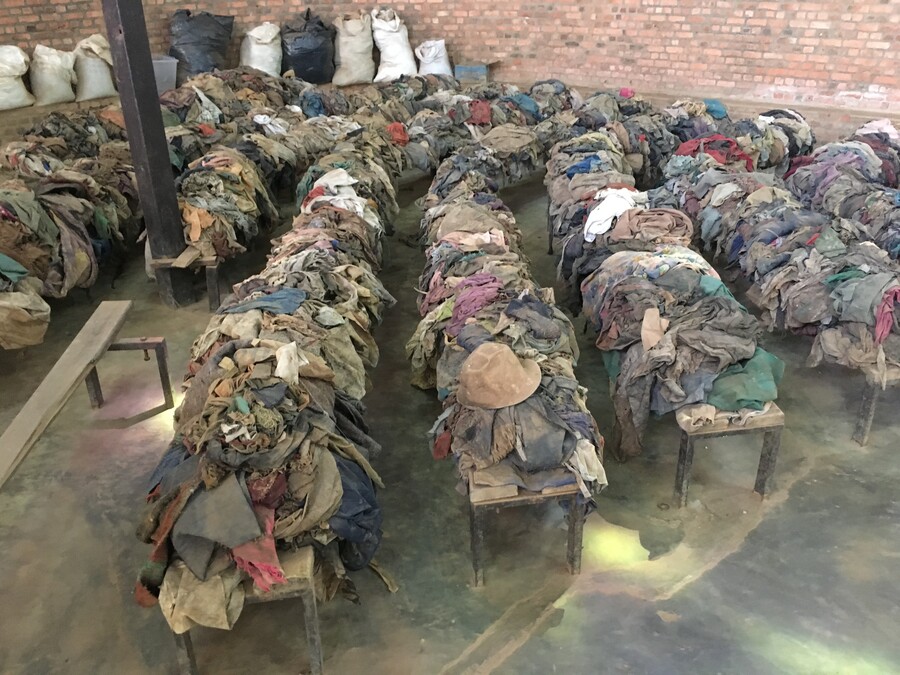 tables full of solied rags at Nymata church