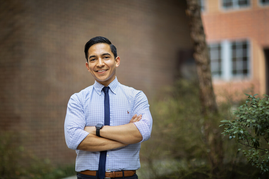José Maciel outside of the Nursing School