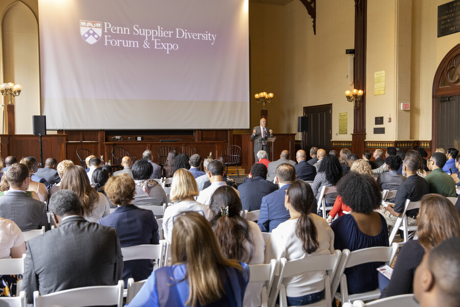 Craig Carnaroli speaks to a large crowd at Supplier Diversity Forum