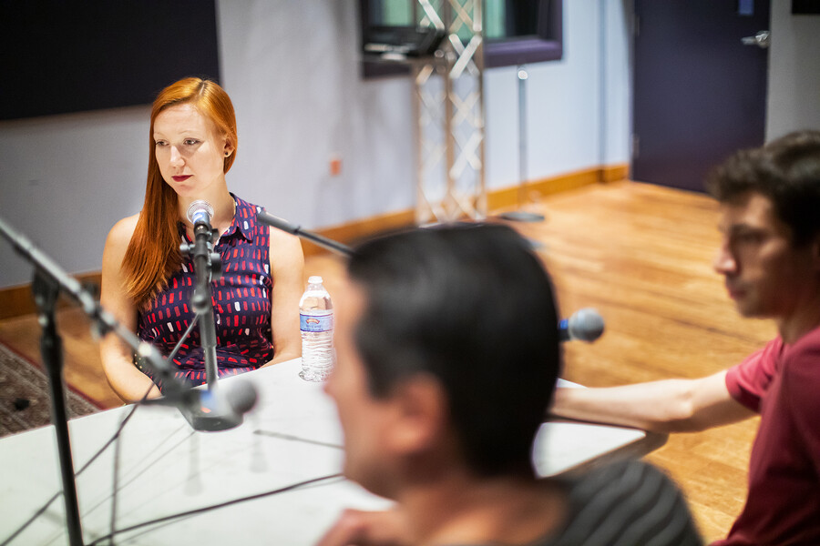 Lisa Miracchi during a podcast