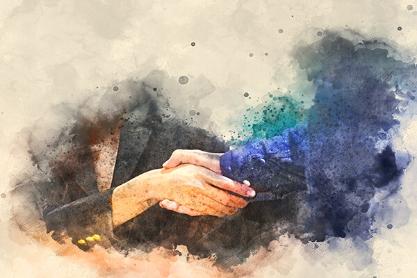 illustration of a handshake invoking business and civility