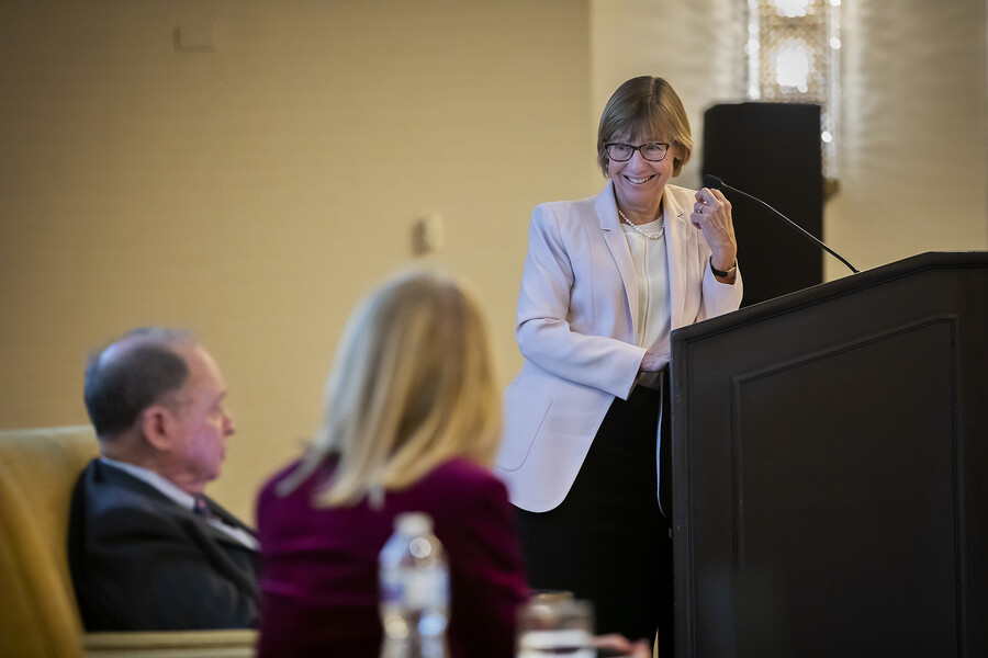 Penn GSE Dean Pam Grossman introduces Gutmann and Zemsky