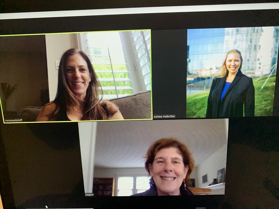 a screen shot of Ashlee, Vanessa, and Michal on zoom