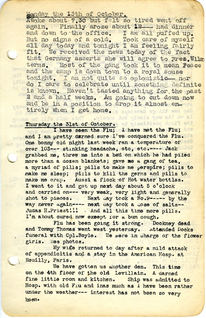 a typed page from a diary