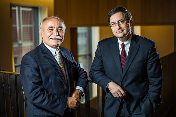 Picture of two Wharton School professors standing side by side