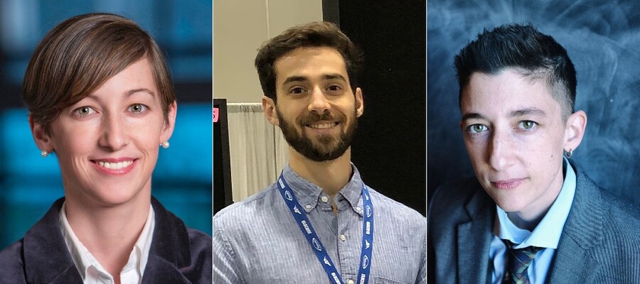 From left to right, Danielle Bassett, Jordan Dworkin, and Perry Zurn.