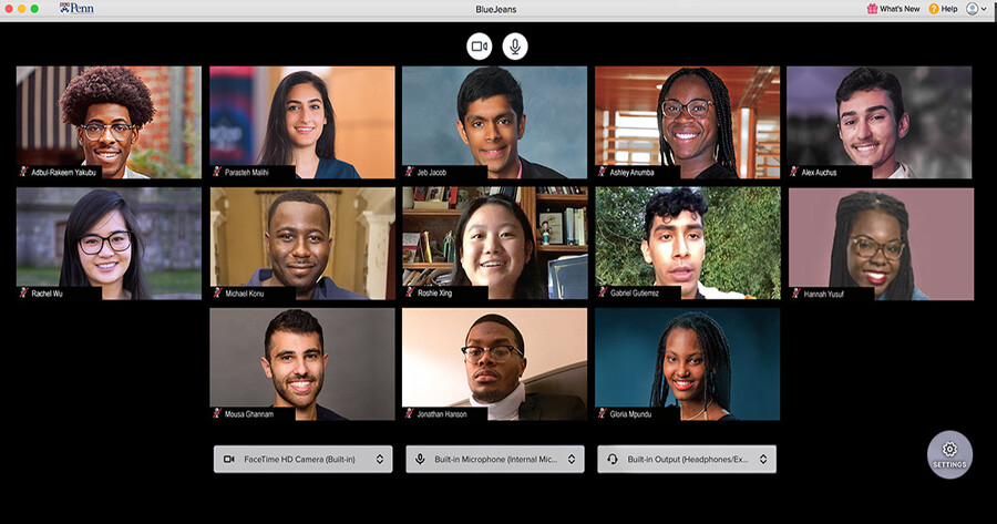 BlueJeans screen shot of SUMR 2020 cohort participants.