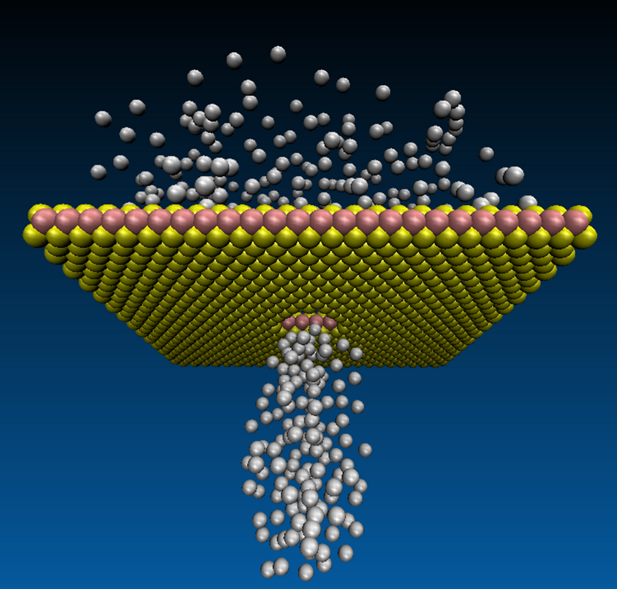 a diagram showing how the atomic pores filter atomic gas