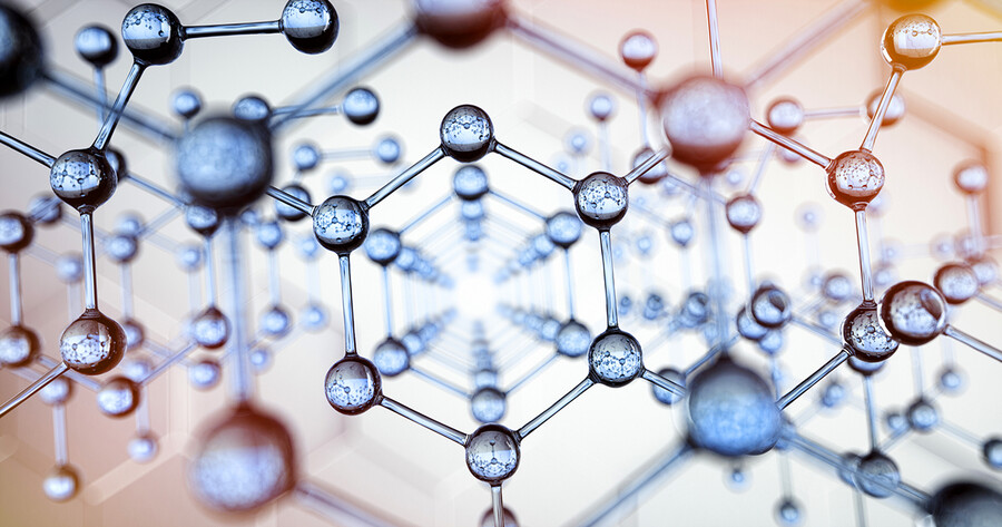 Microscopic view of nanoparticle materials in a repeating hexagonal pattern.