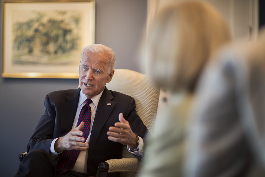 Biden at his office a PBC