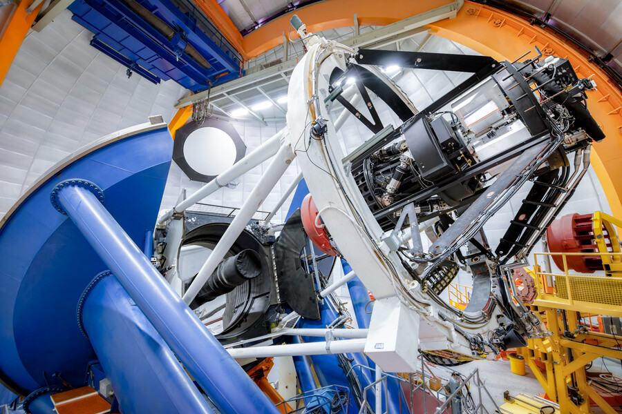 a large astronomical camera inside of a metal structure